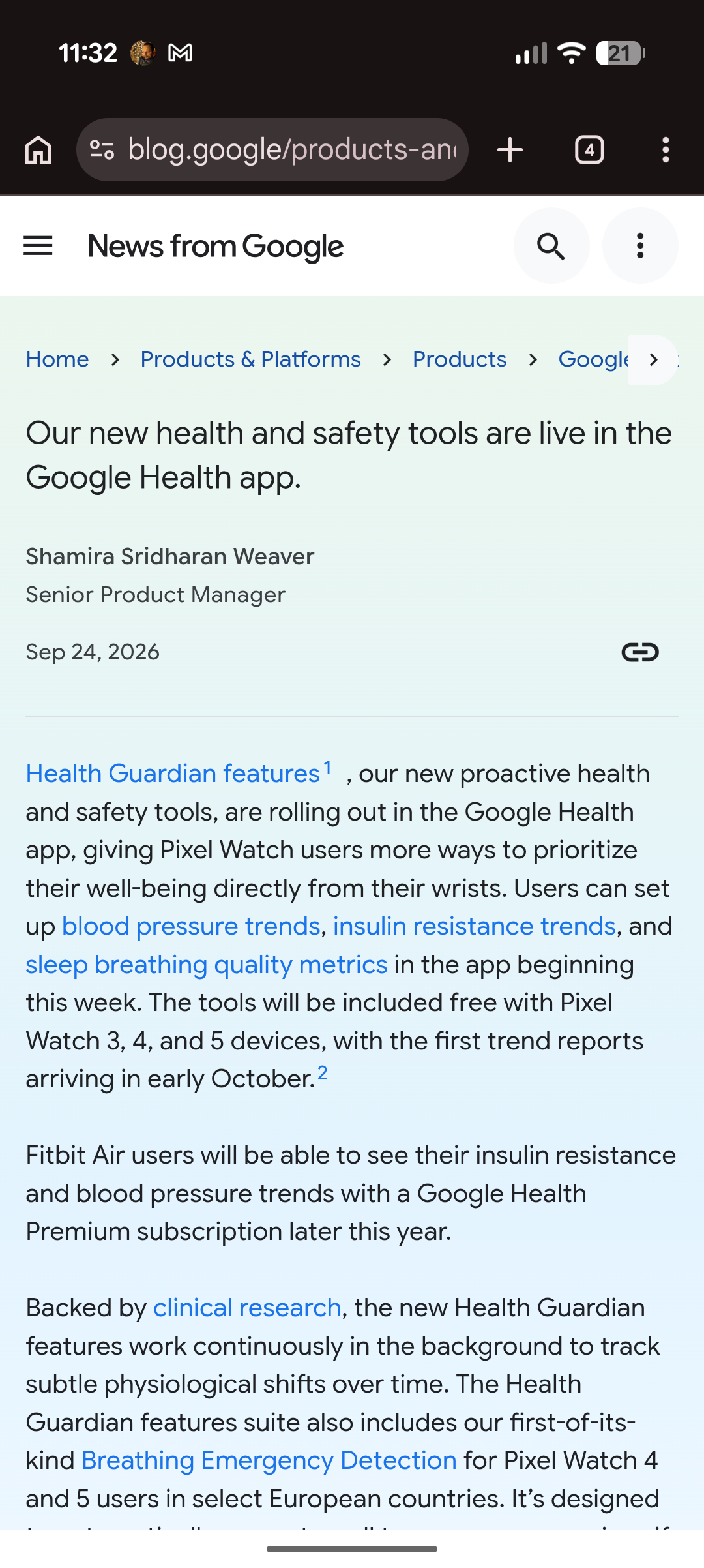Screenshot of the Health Guardian "Learn More" page in the Google Health app