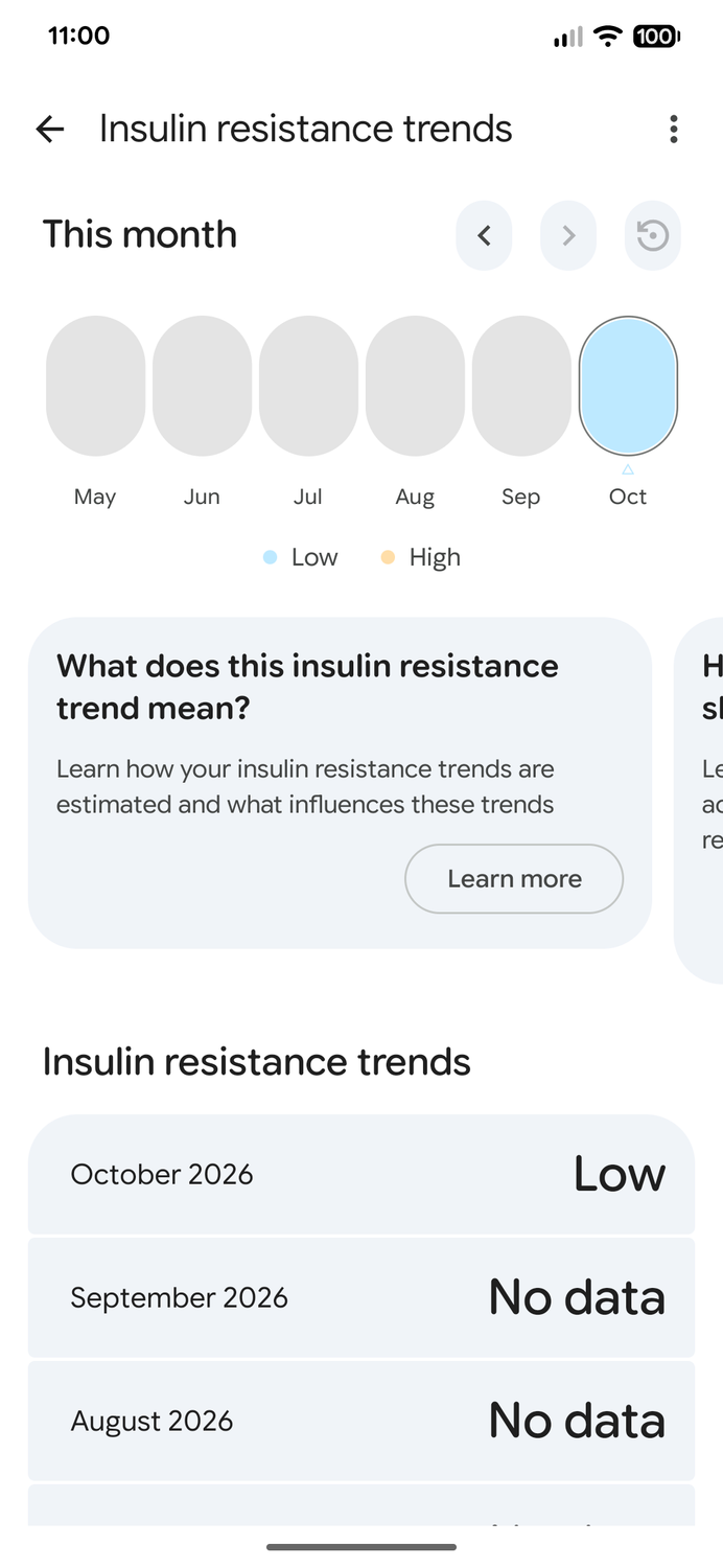 Screenshot of the Health Guardian's insulin resistance report