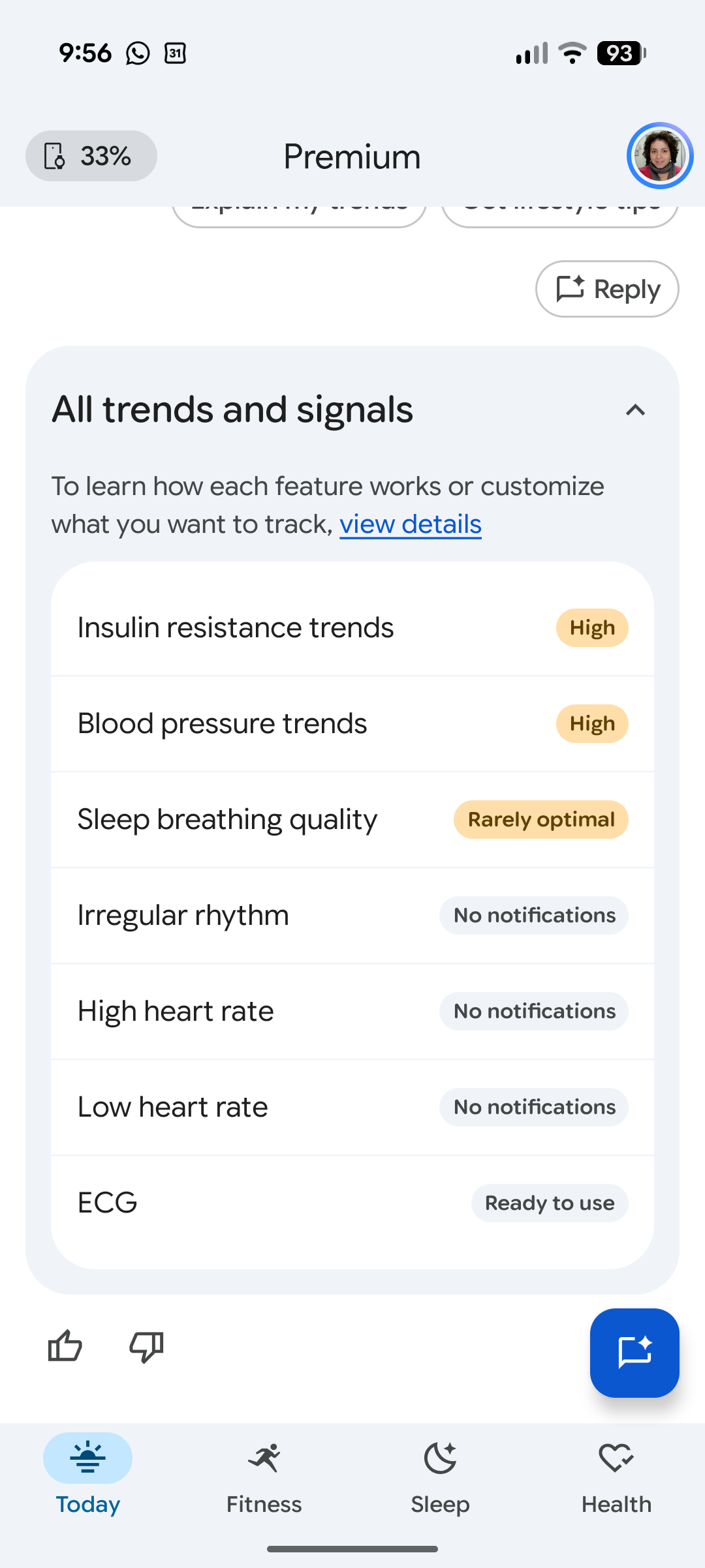 Screenshot of the Health Guardian's report summary bottom