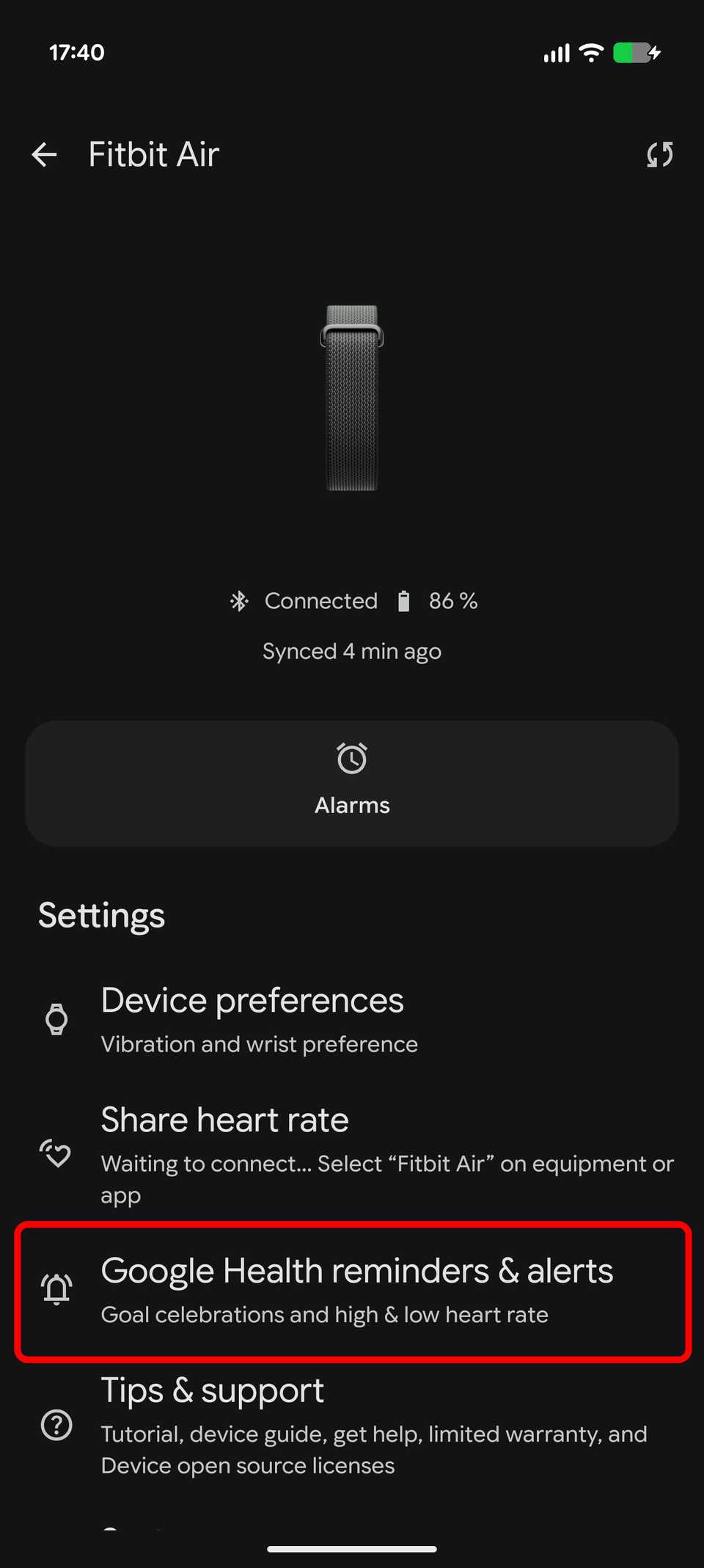 Notifiche cardiache dell'app Google Health