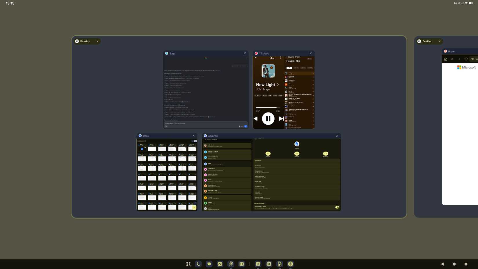 Window management on Android Desktop Mode on a Google Pixel phone