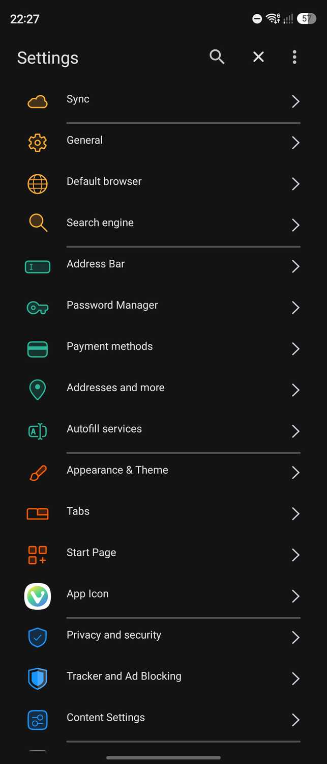 Screenshot-of-Vivaldi-browser-showing-settings-on-Samsung-Galaxy-Android-device