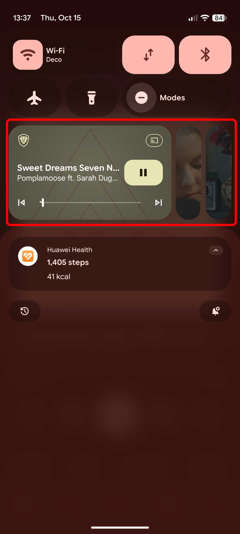 YouTube Music widget player on a Google Pixel phone