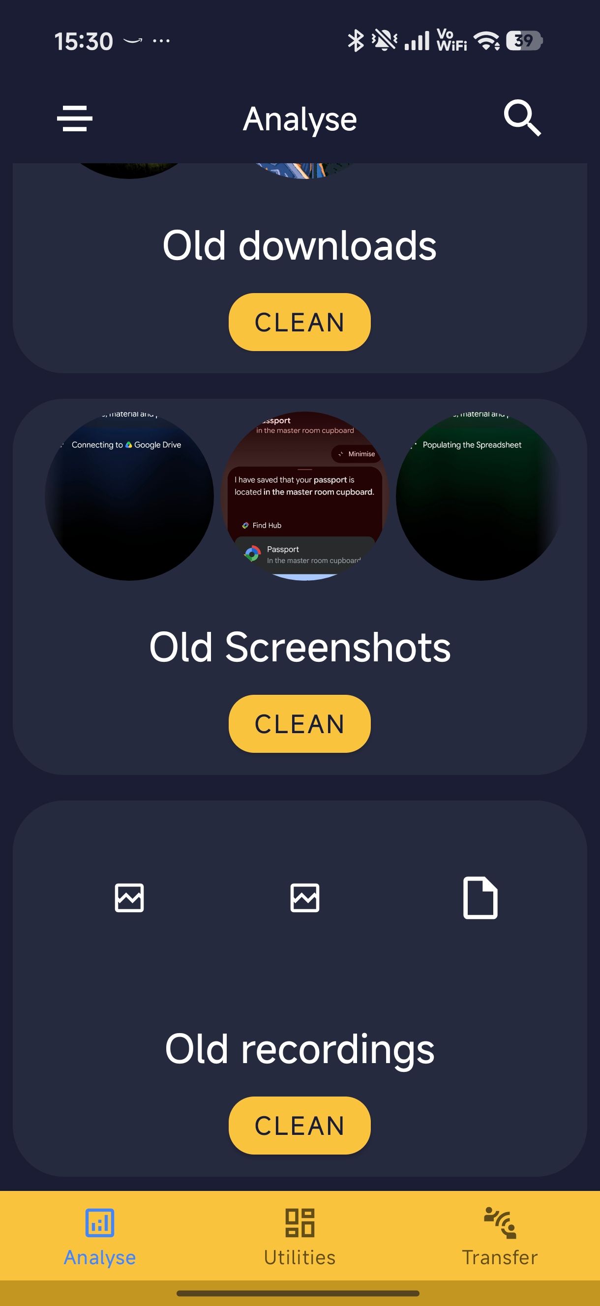Amaze file utilities showing old downloads and screenshots category
