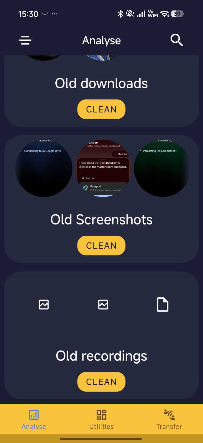 Amaze file utilities showing old downloads and screenshots category