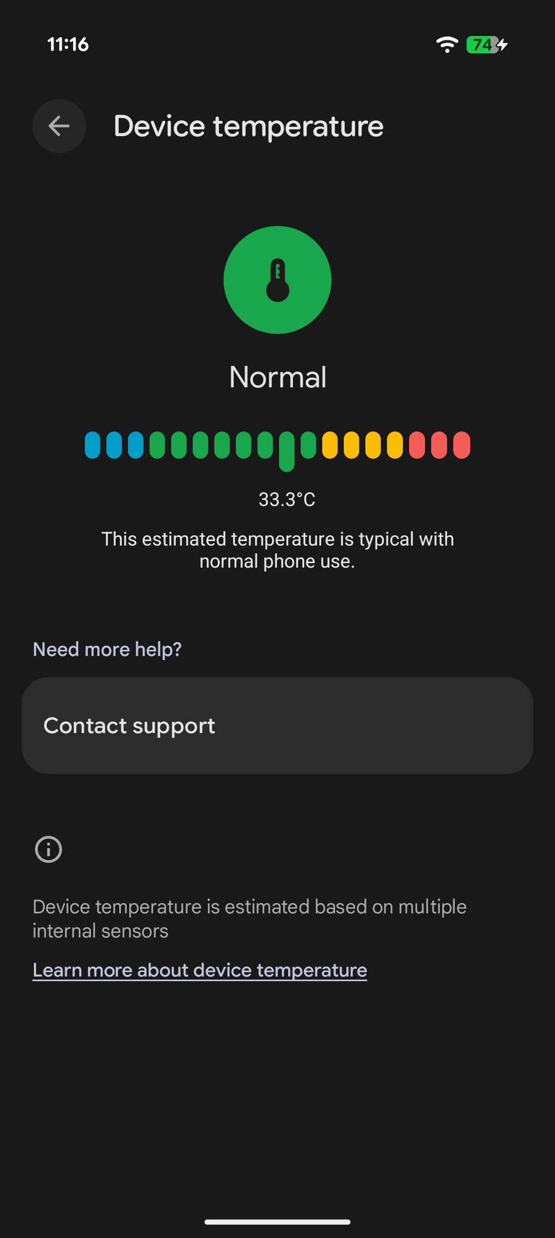 Pixel 11 Pro showing 25W temperature with UGREEN MagFlow Pro with liquid cooling attached