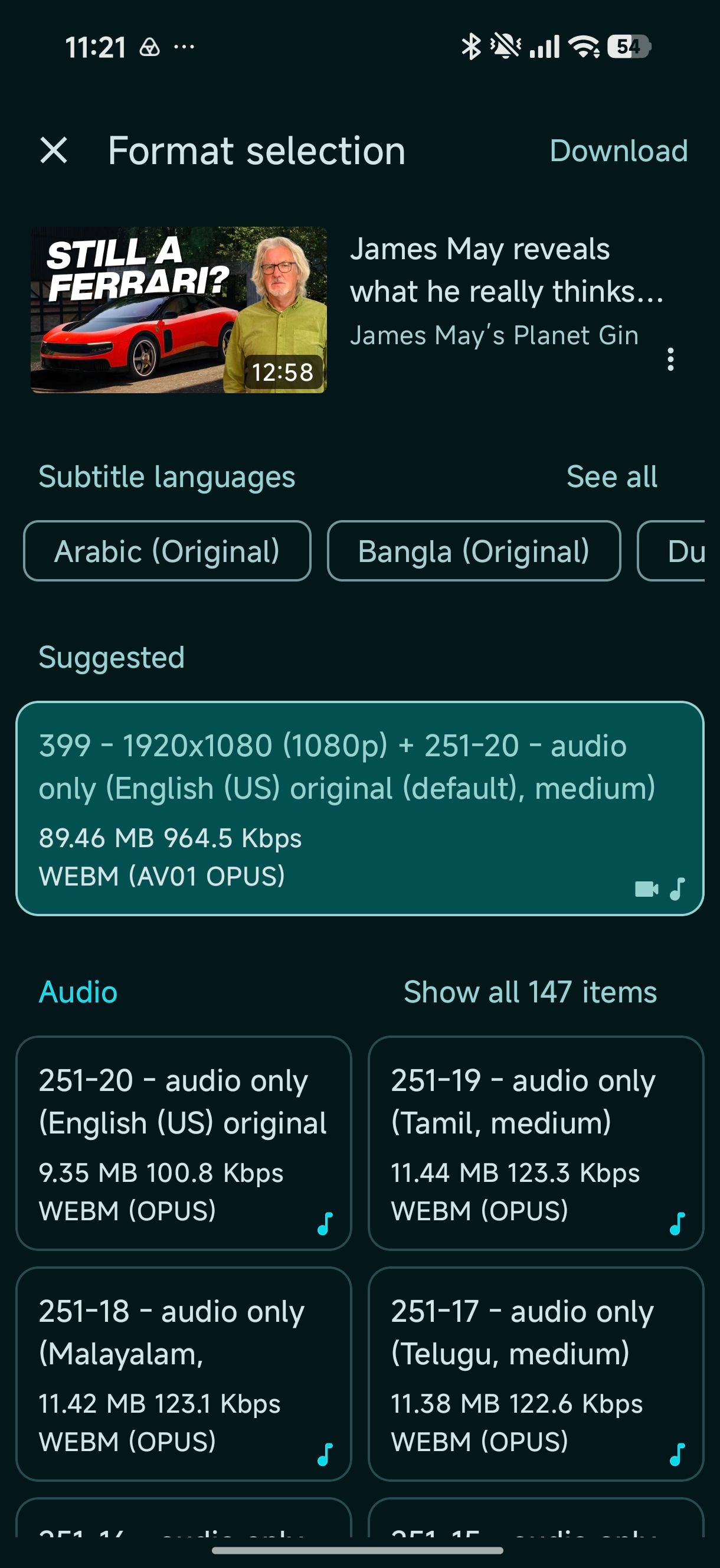 Seal download configure summary and format selection before download