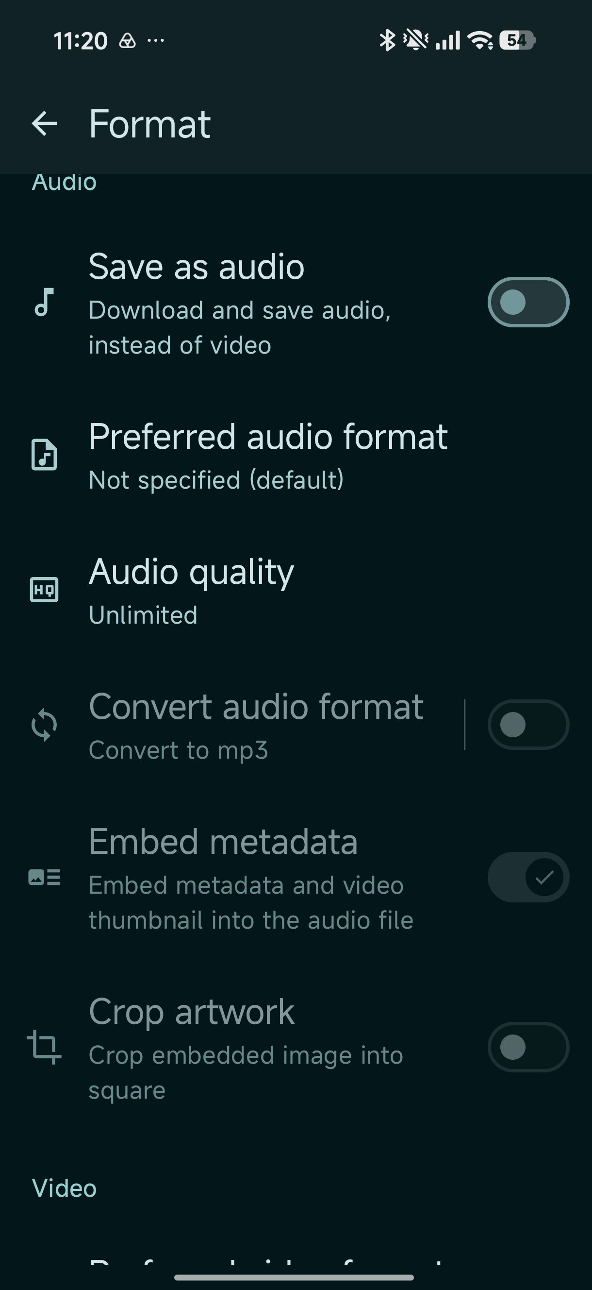 Seal setting for saving file as an audio file only