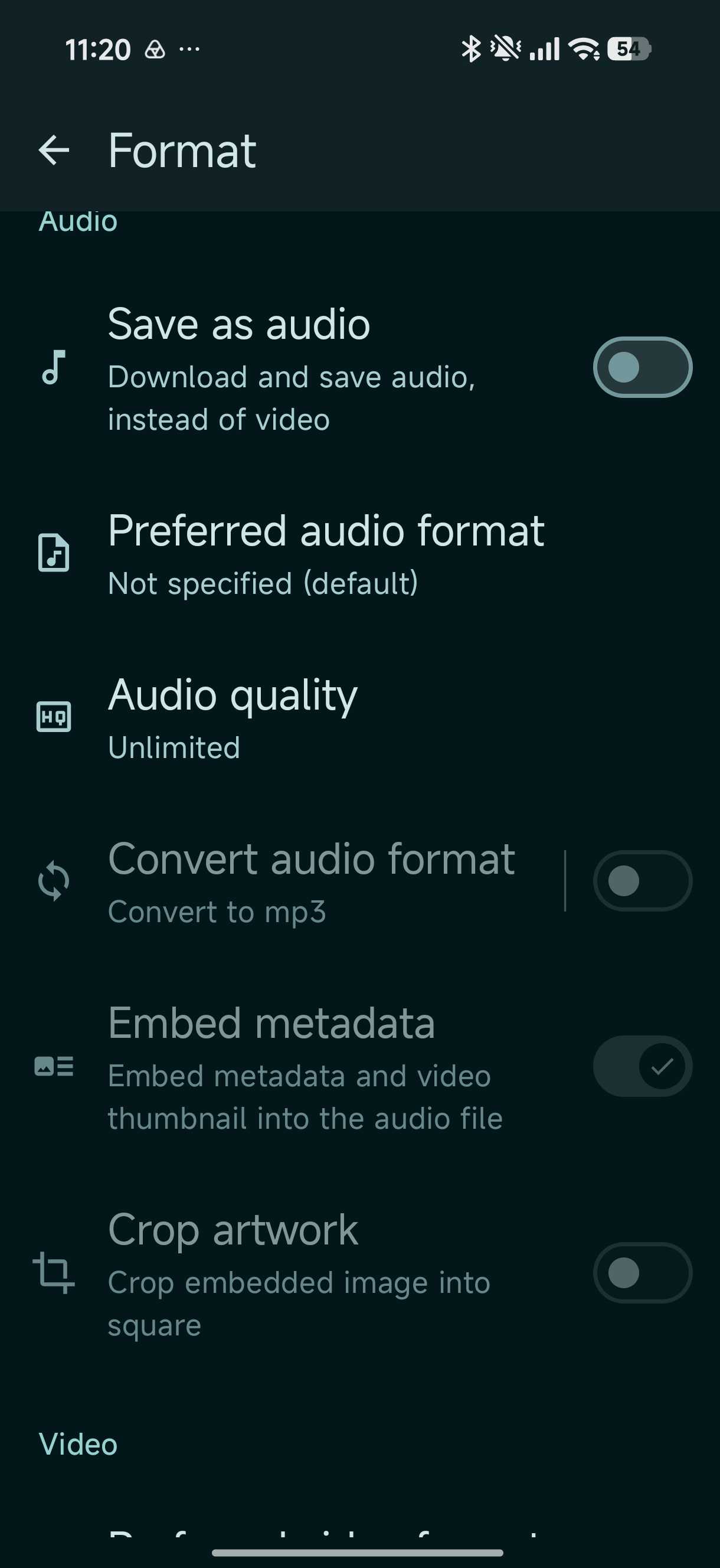 Seal setting for saving file as an audio file only