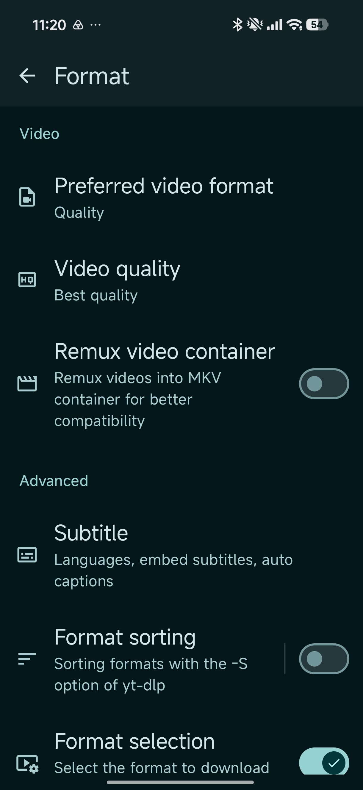 Seal video format settings for downloads