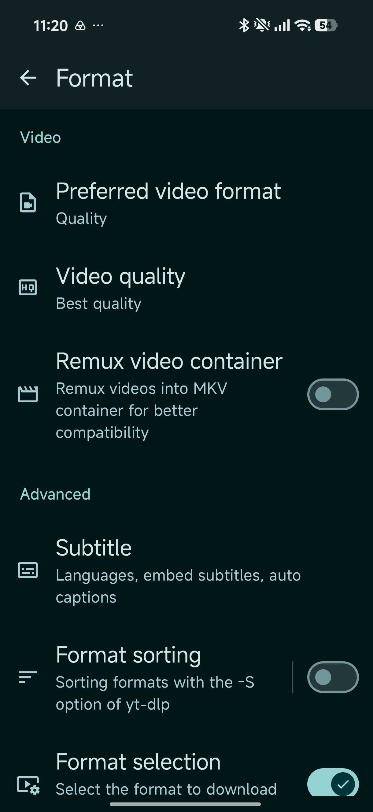 Seal video format settings for downloads