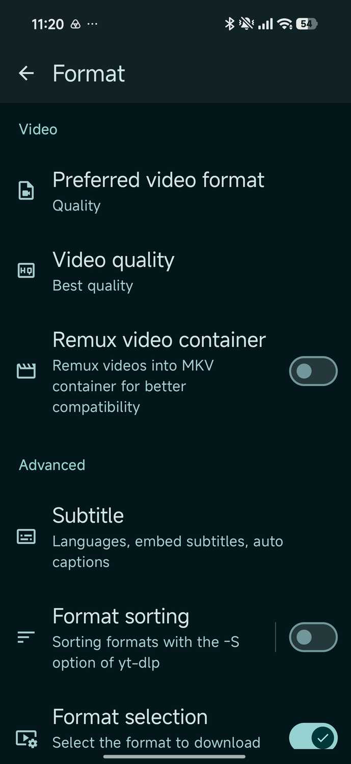 Seal video format settings for downloads