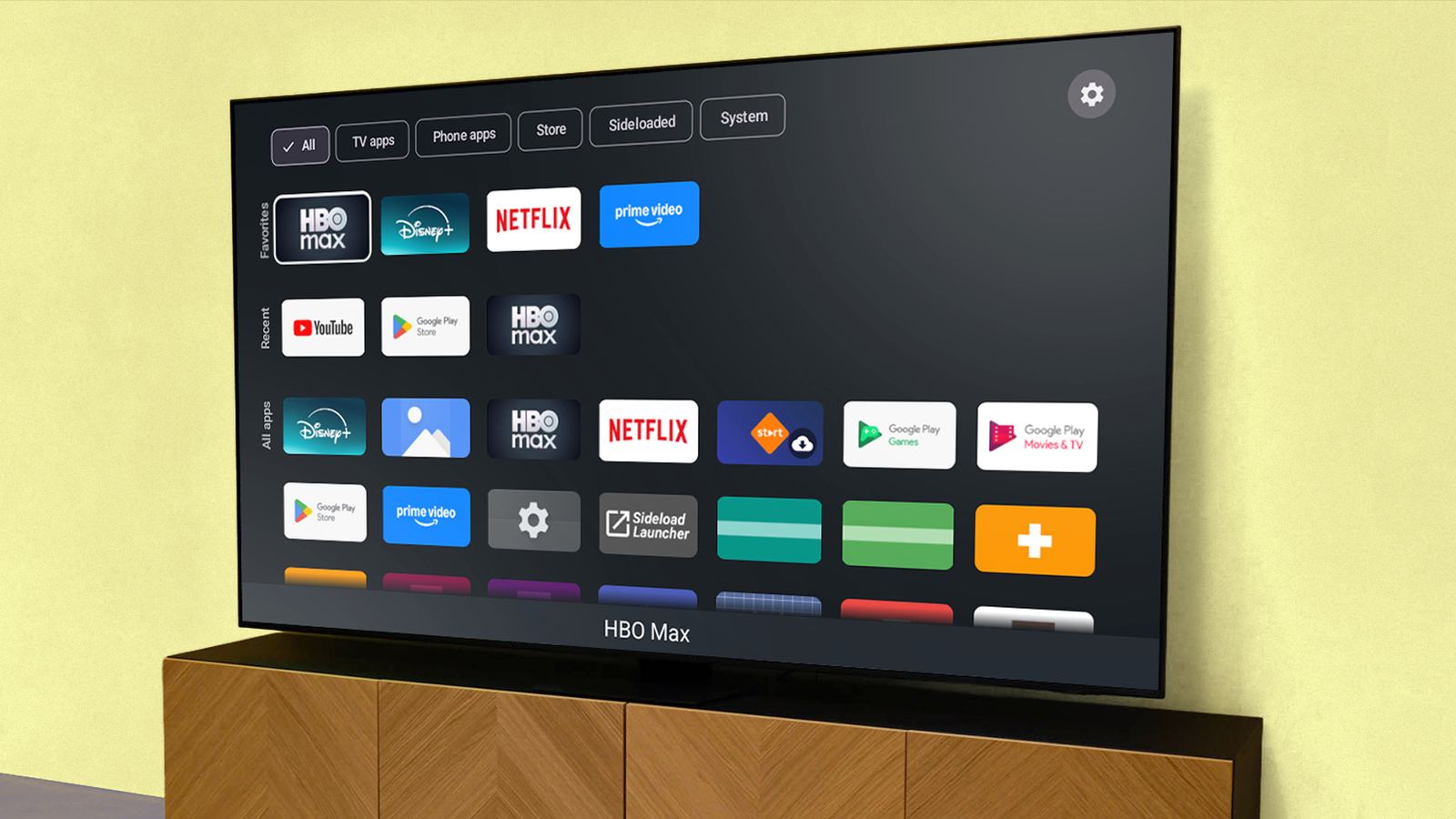 Sideload Launcher displaying a clean app grid on a TV.