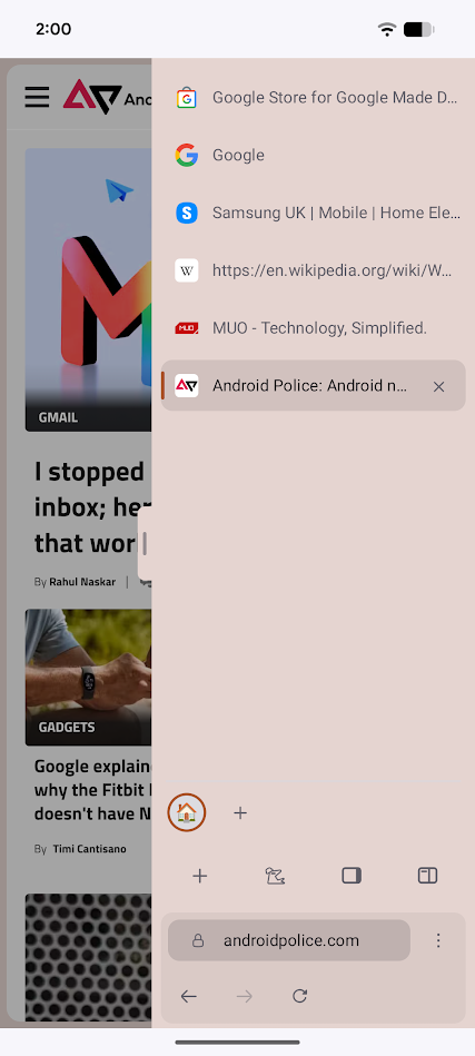 vertical tabs in sideraven app