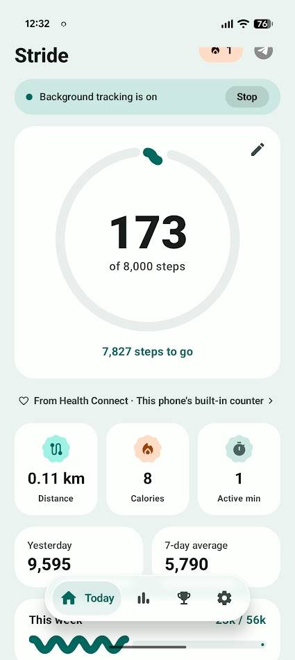rilevatore di passi dell'app Stride