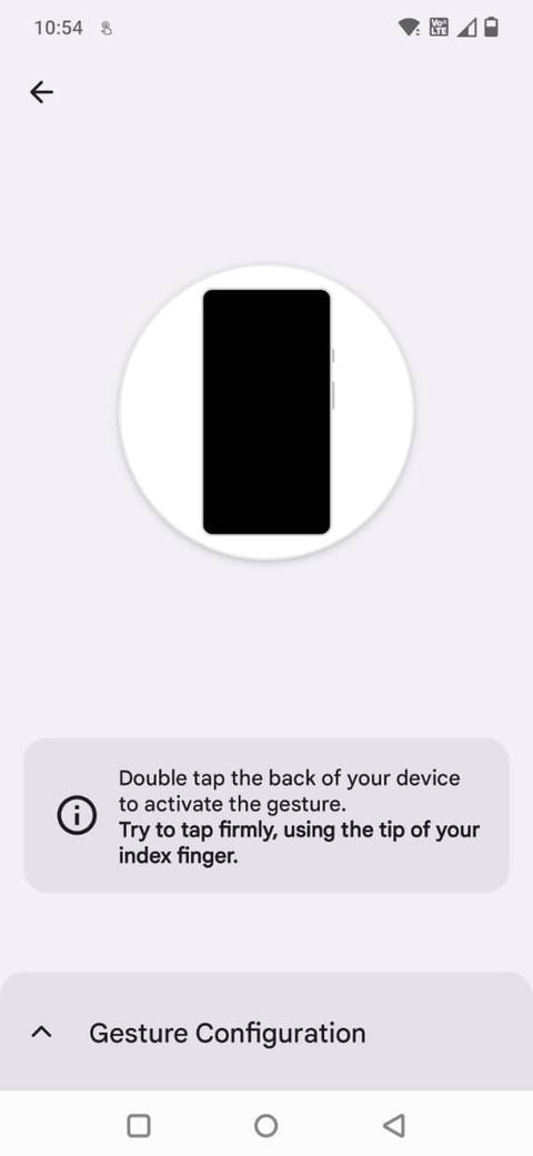 Screenshot showing the gesture configuration screen in the Tap, Tap app