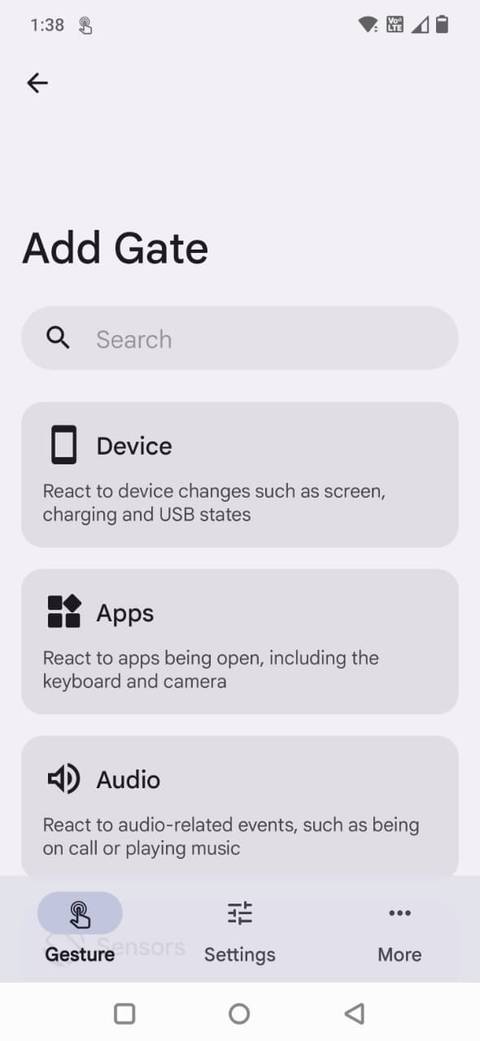 Screenshot showing the Tap, Tap app's Add Gate options
