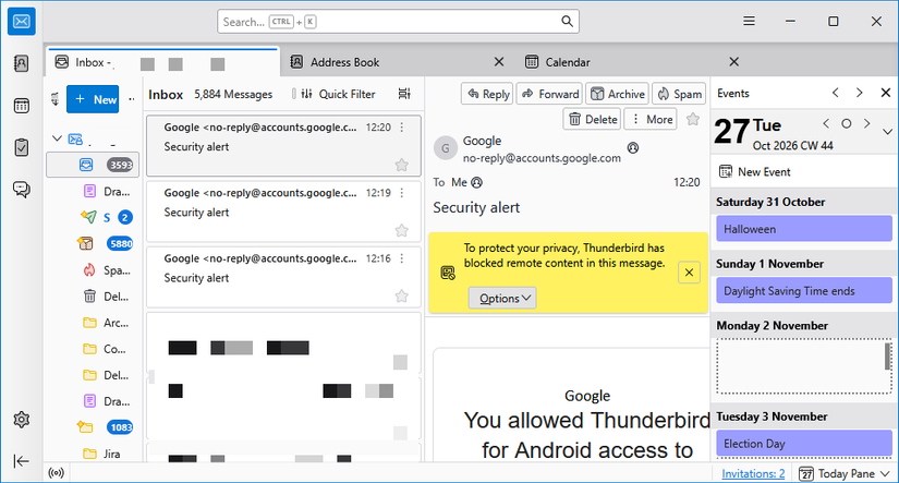 interfaccia desktop per Thunderbird