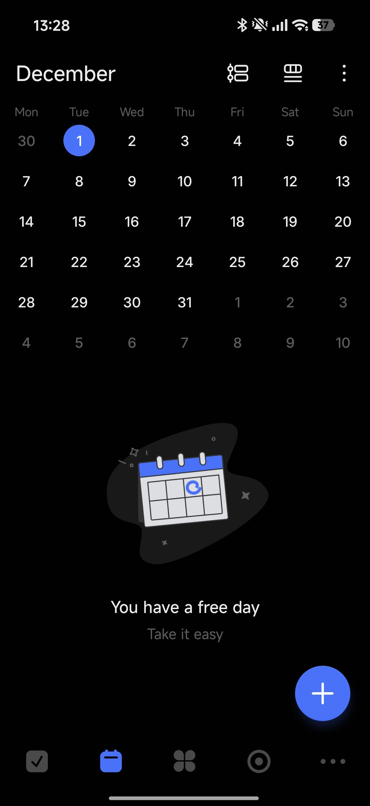 TickTick calendar month view