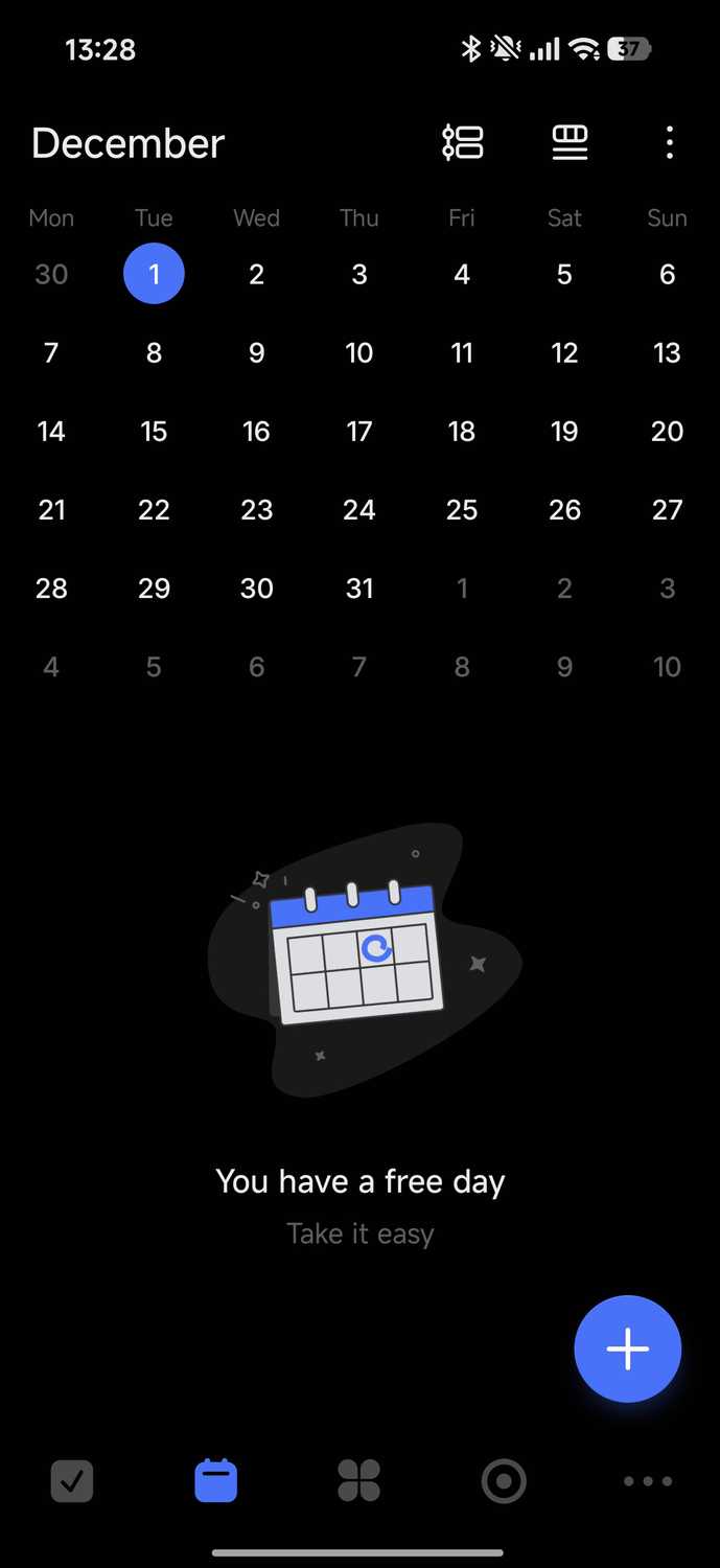 TickTick calendar month view