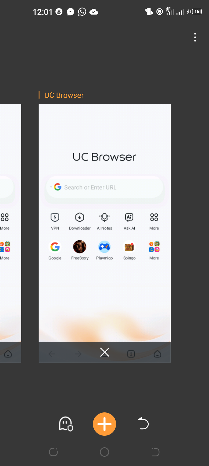 Multiple tabs open on UC Browser 