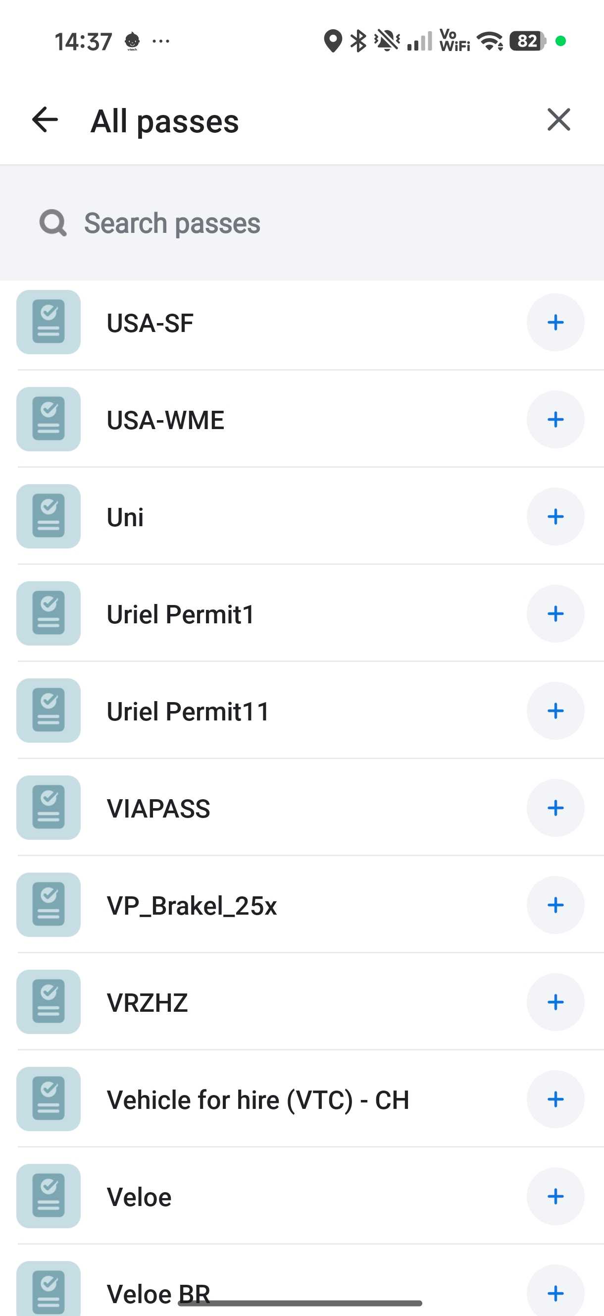Screenshot from Waze showing Toll and HOV list of services from different countries