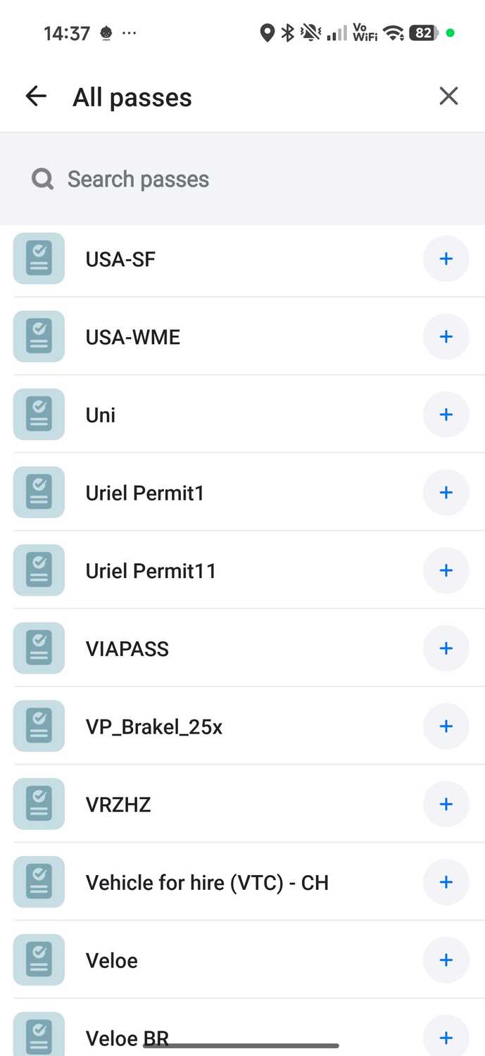 Screenshot from Waze showing Toll and HOV list of services from different countries