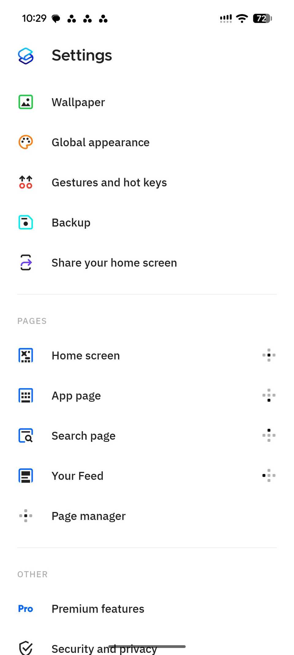 Smart Launcher settings