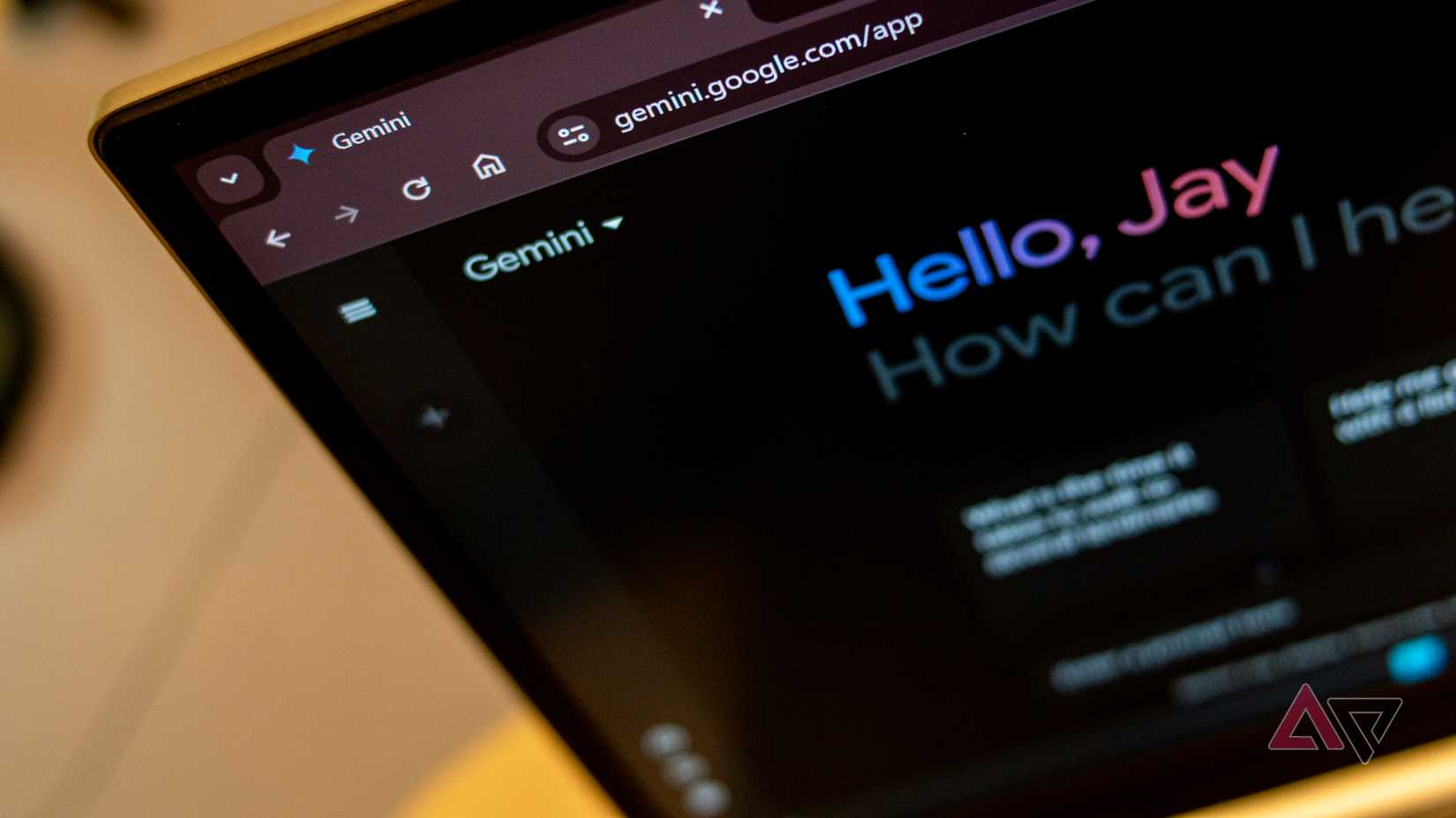 Gemini web app homepage