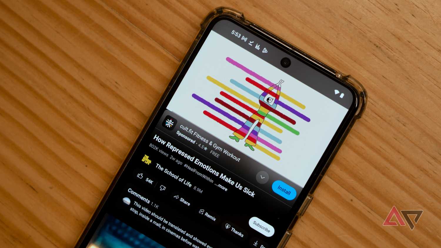 App install ads within YouTube interface