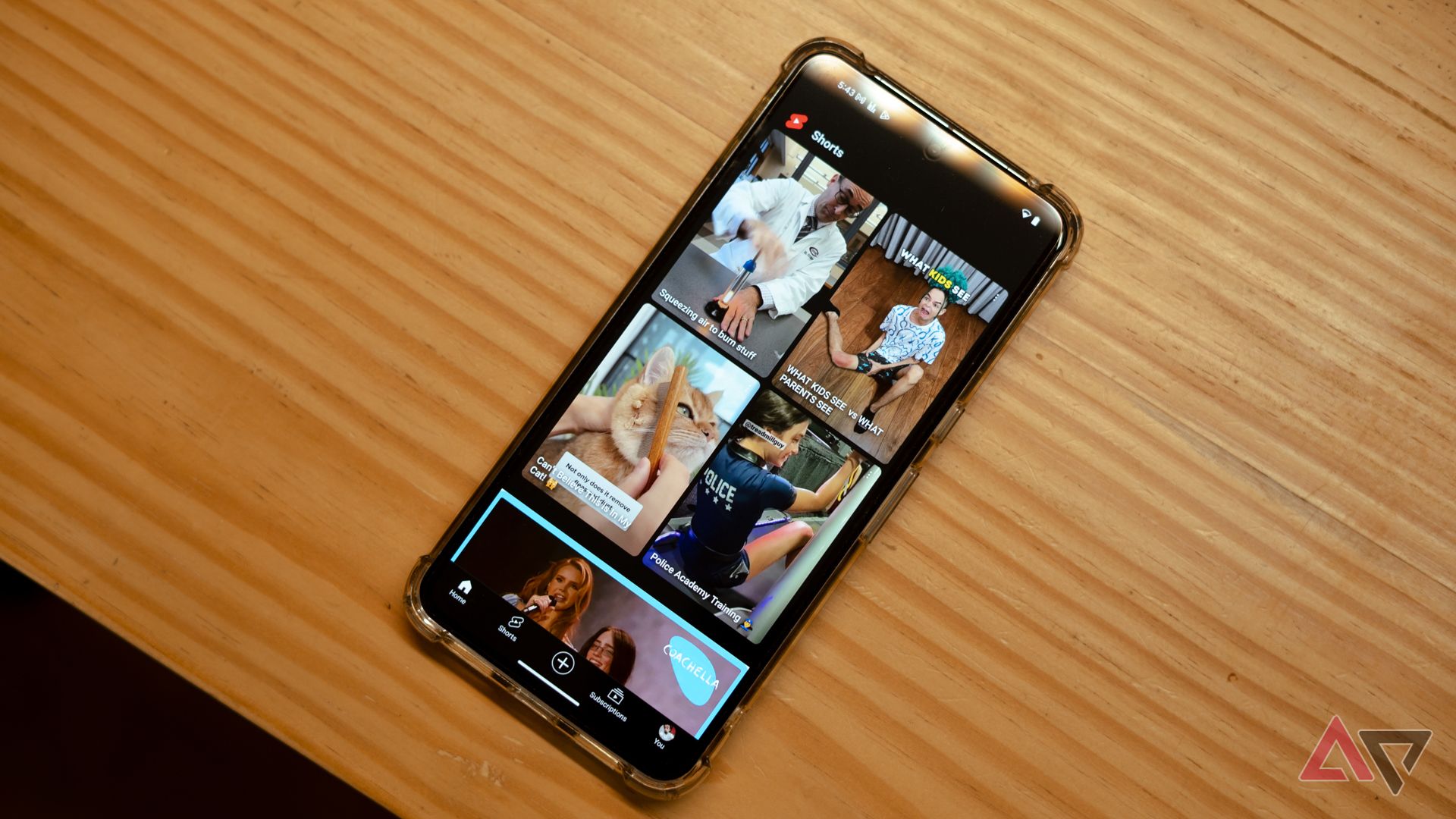 YouTube app showing Shorts within the home feed