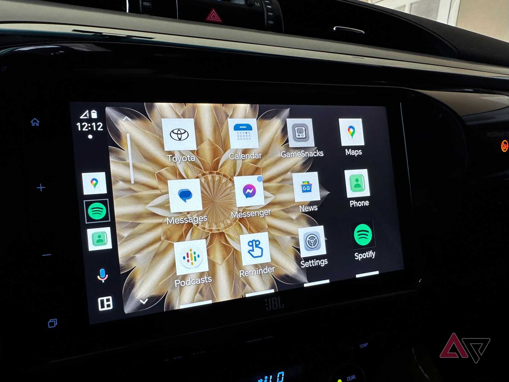 Photo of a car's infotainment dashboard running Android Auto