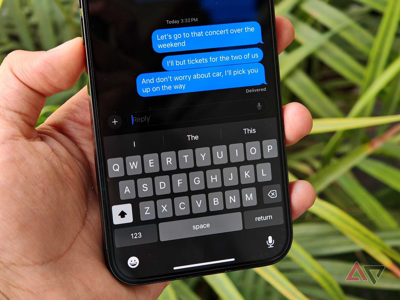 Foto mostrando tópicos embutidos no iMessage