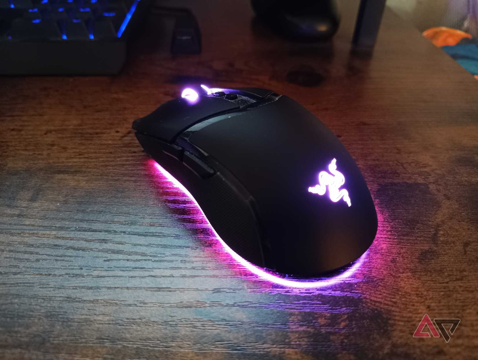Colorful computer mouse sitting on desk