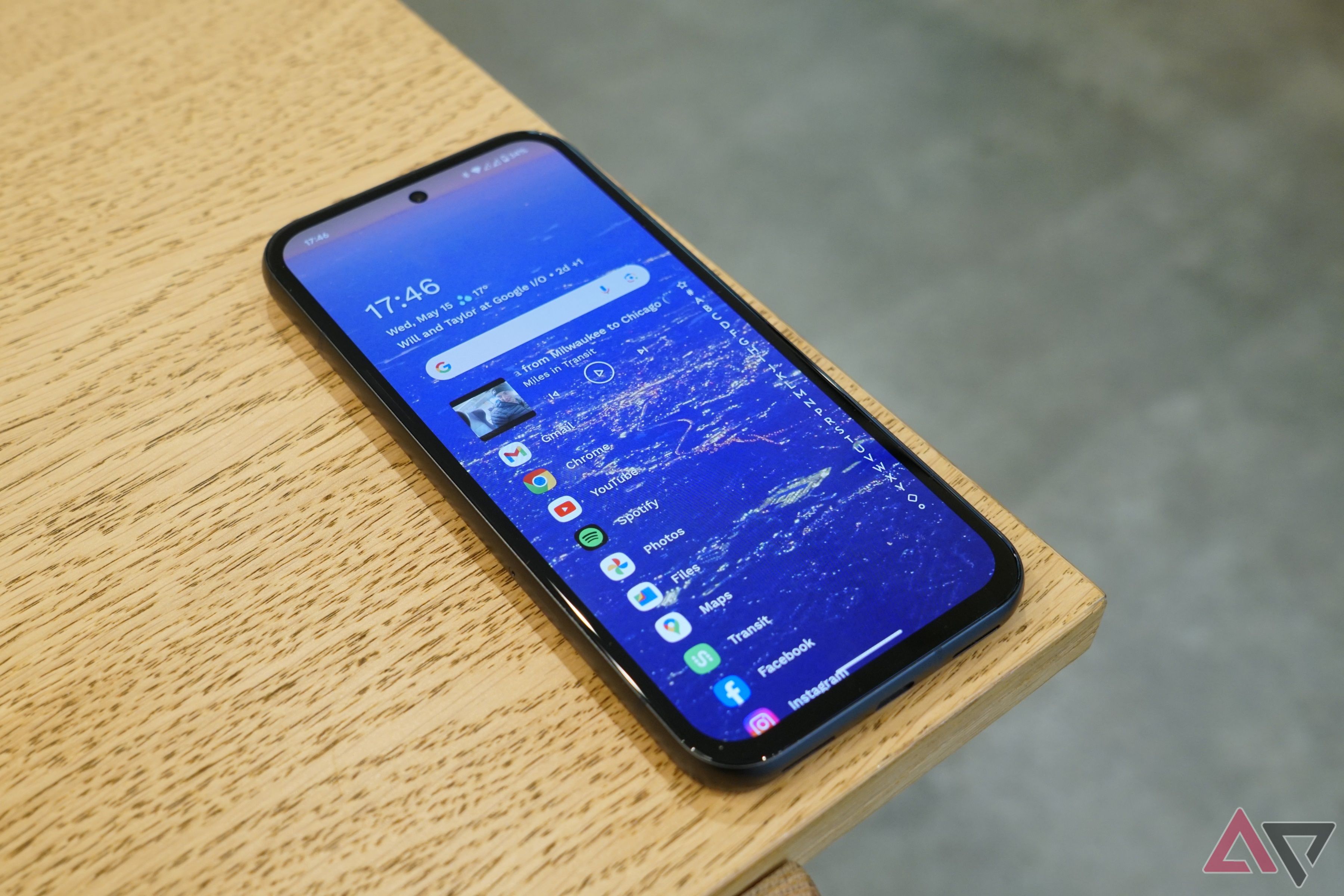 A wide shot of the Pixel 8a and its Actua OLED display.