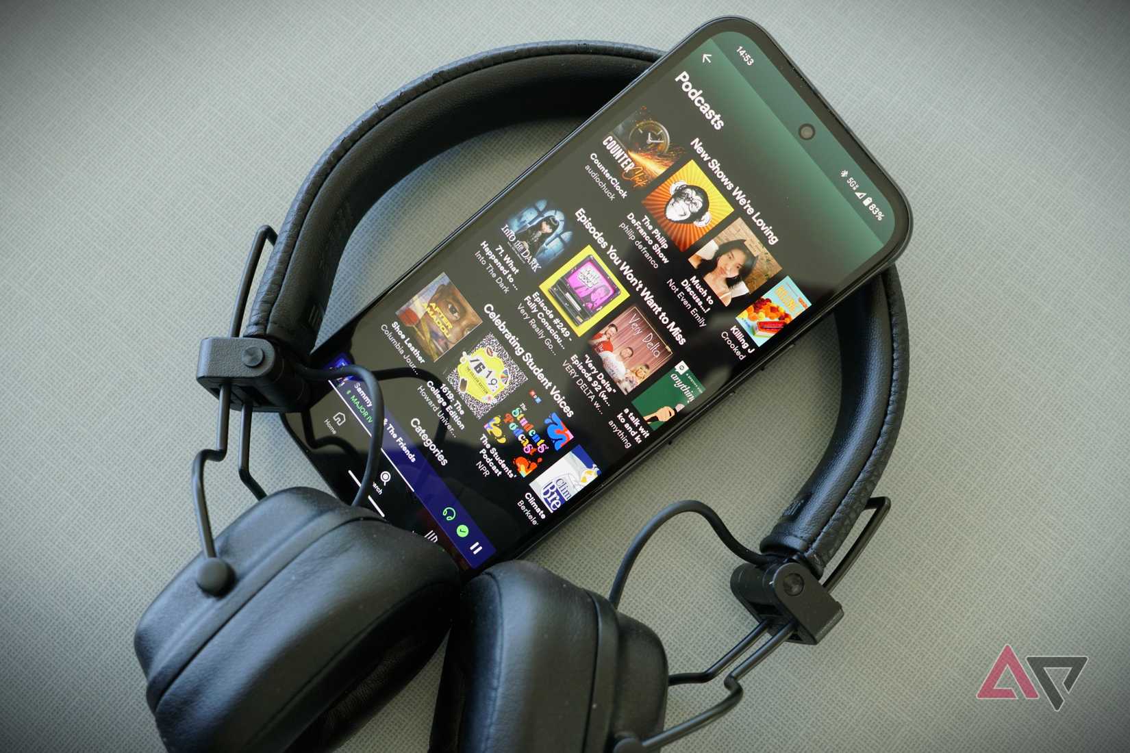 The Podcasts section within the Spotify app.
