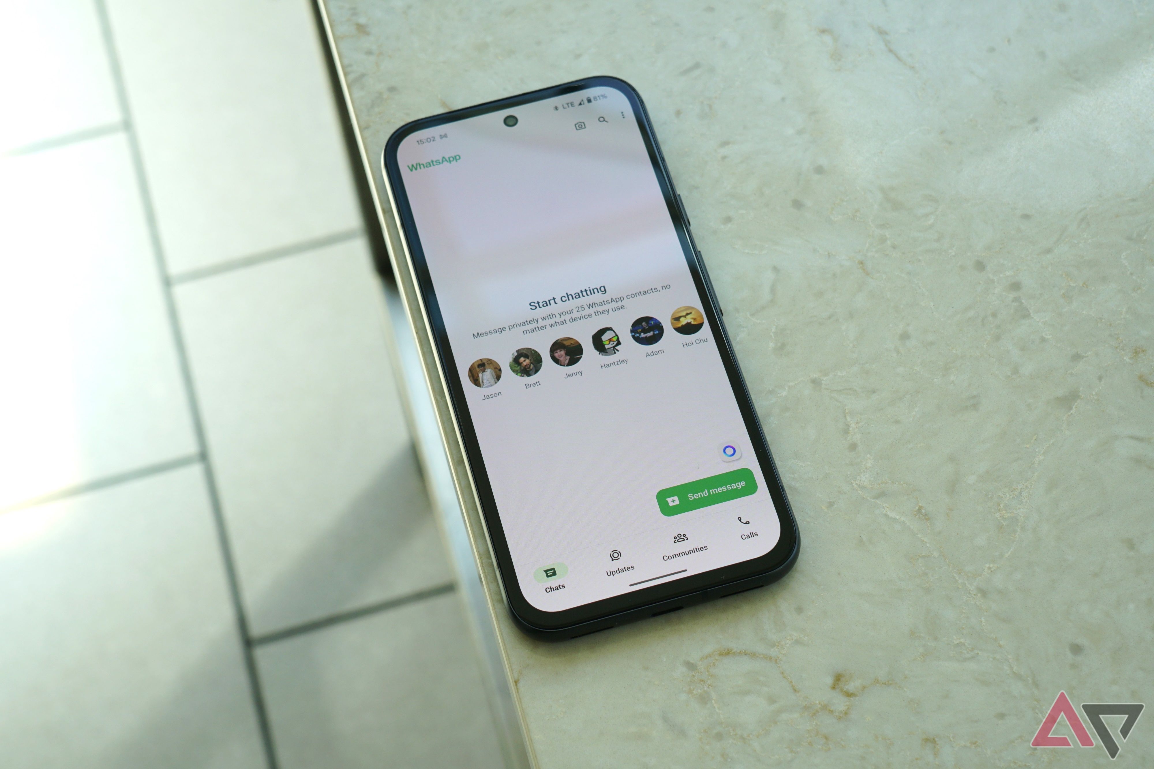 The home screen as it appears to a new WhatsApp user.
