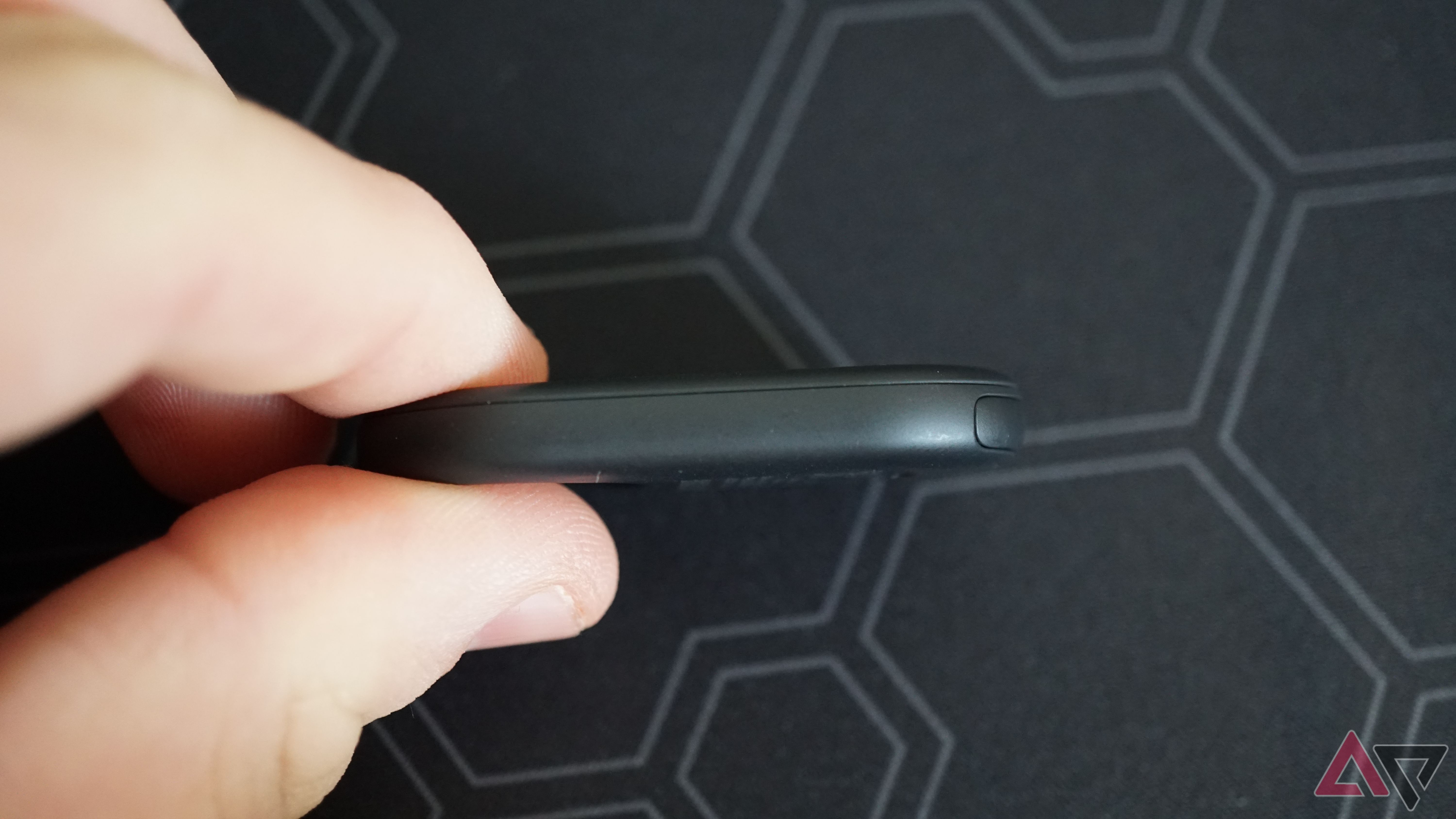 A closeup of the Samsung Galaxy SmartTag 2's side profile