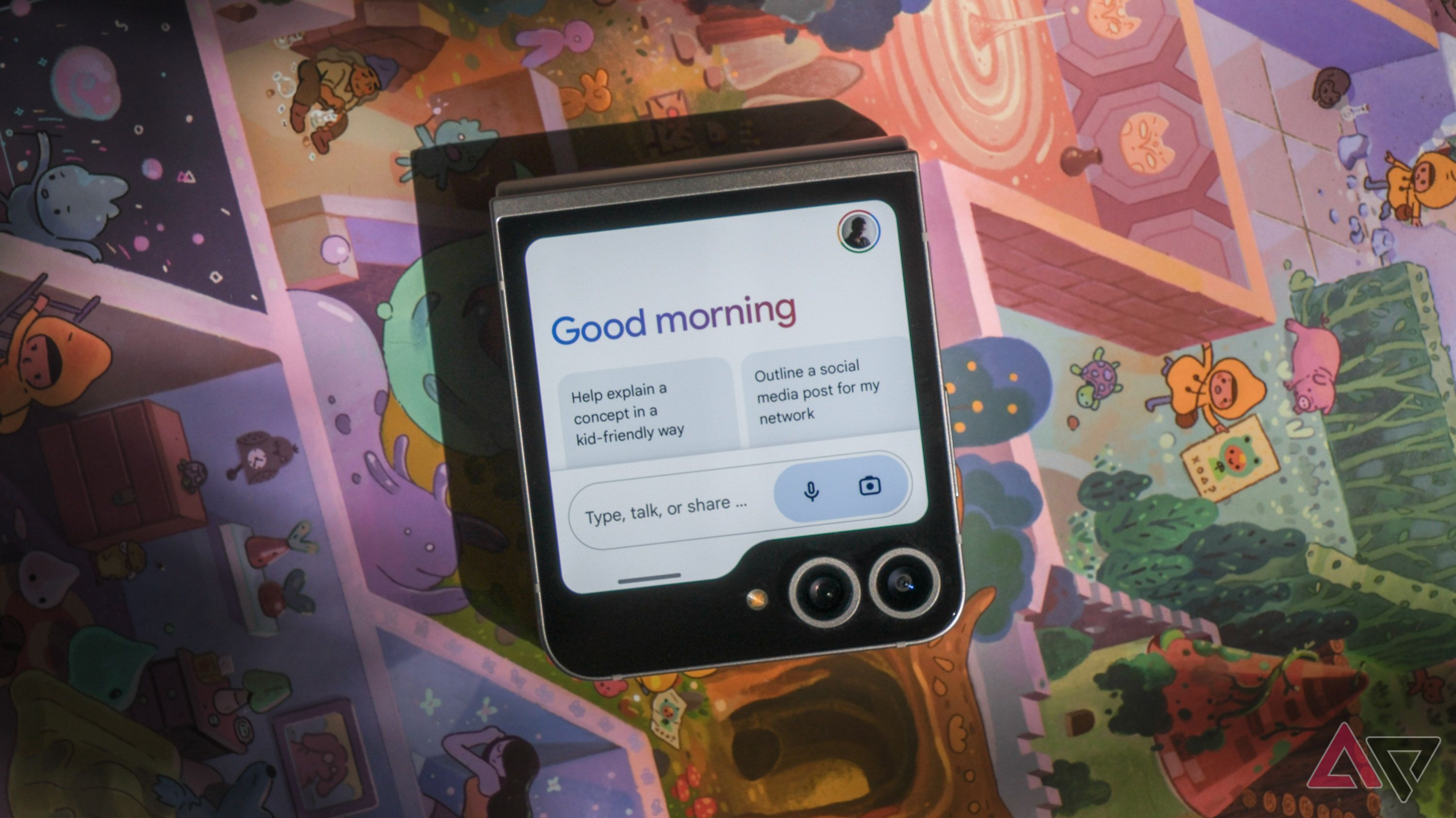 Samsung Galaxy z flip with Google Gemini on display