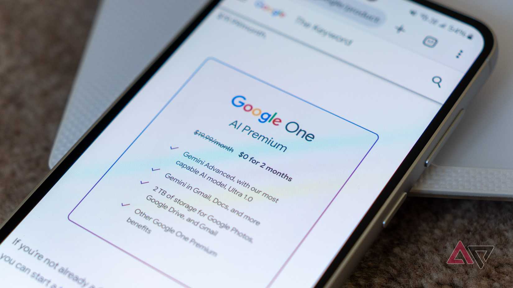Preço de assinatura avançada do Google Gemini em close do telefone