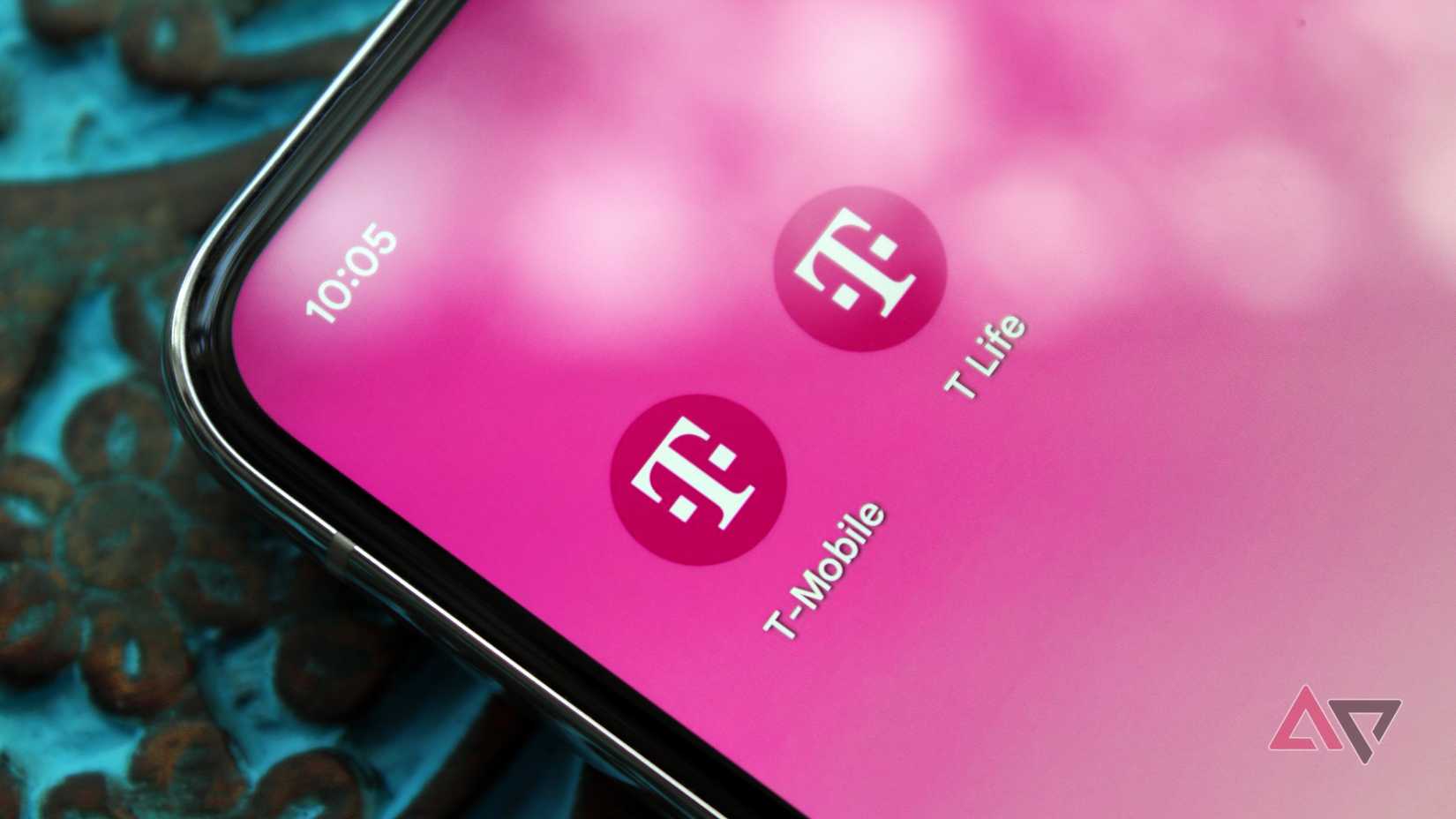 Photo of a phone with the T-Mobile app and T Life app on its home screen.