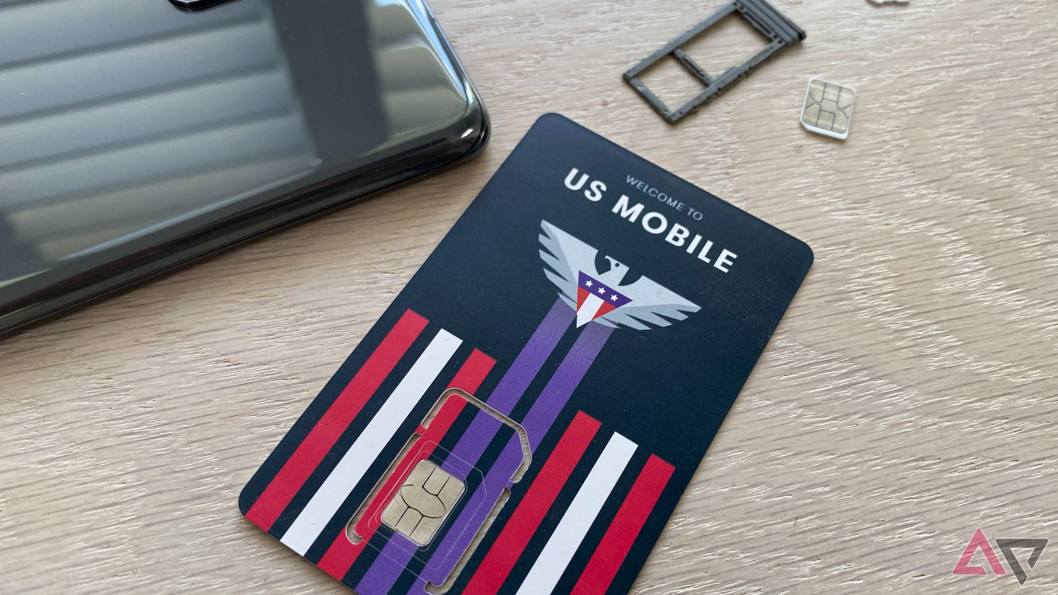 Scheda SIM mobile statunitense con telefono Galaxy