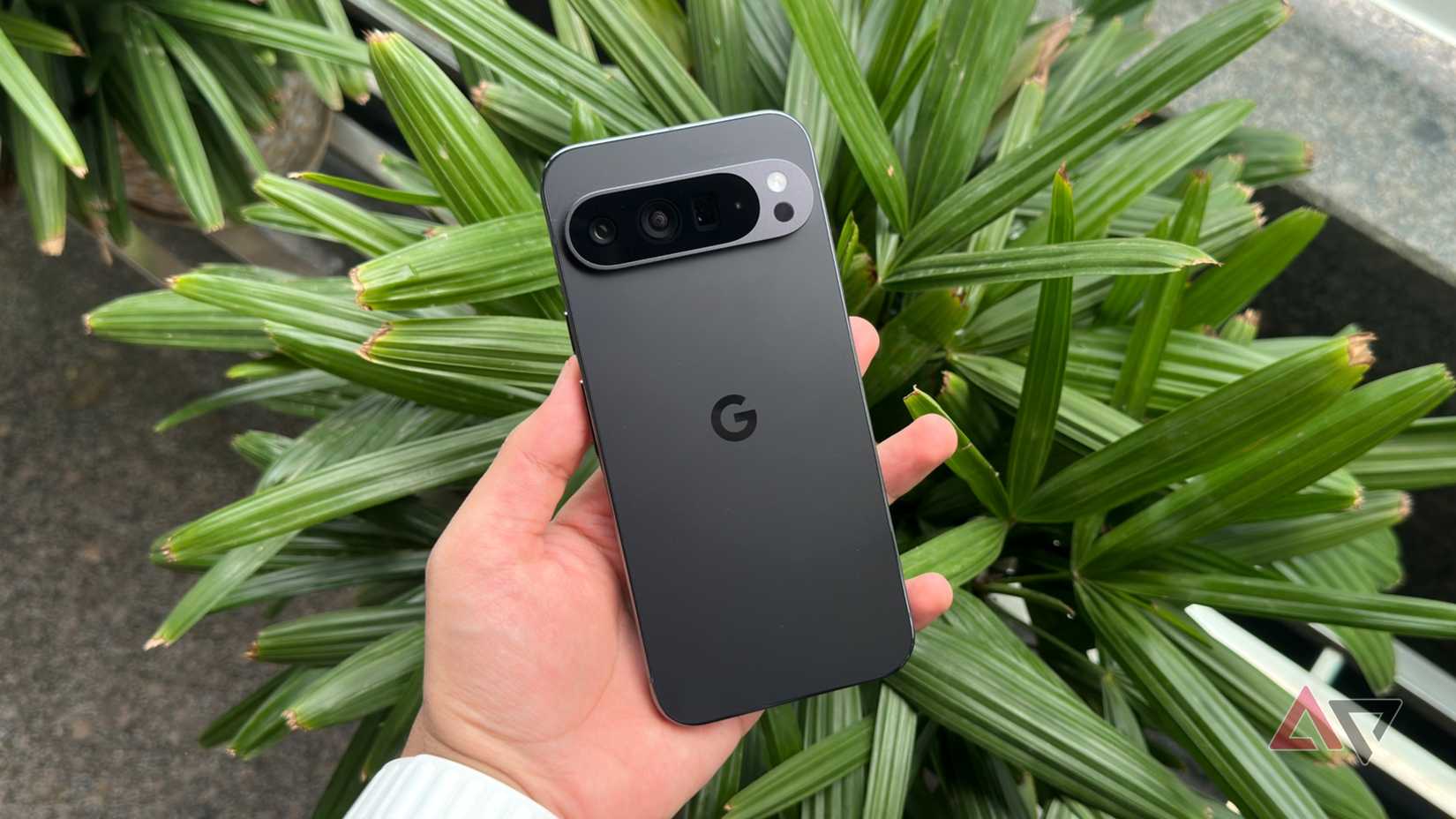 Google Pixel 9 Pro XL being held in hand showing camera interface