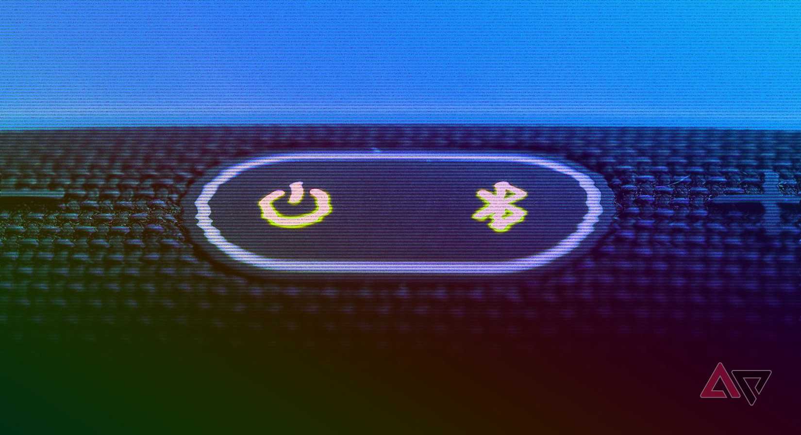 ícones de energia e bluetooth em um objeto escuro