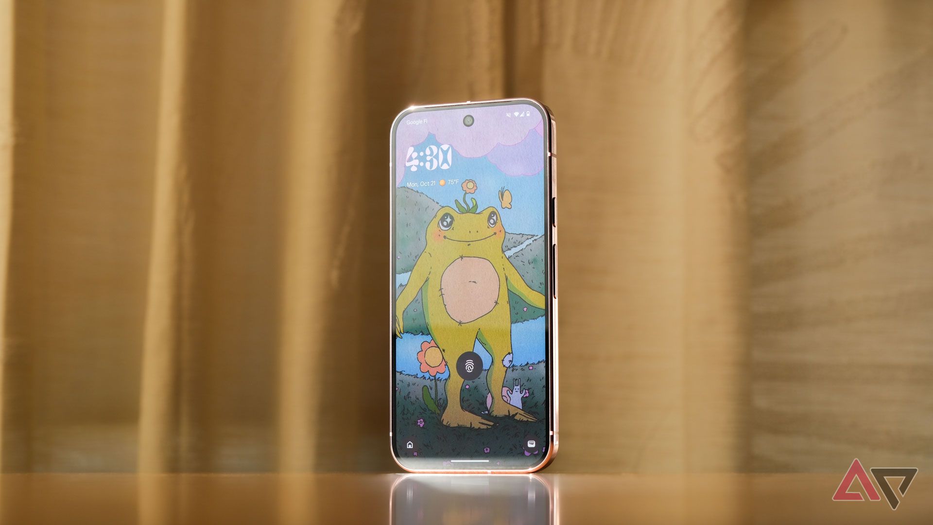 La schermata di blocco di un Google Pixel 9 Pro che mostra l'ID Fingerprint per sbloccare il telefono