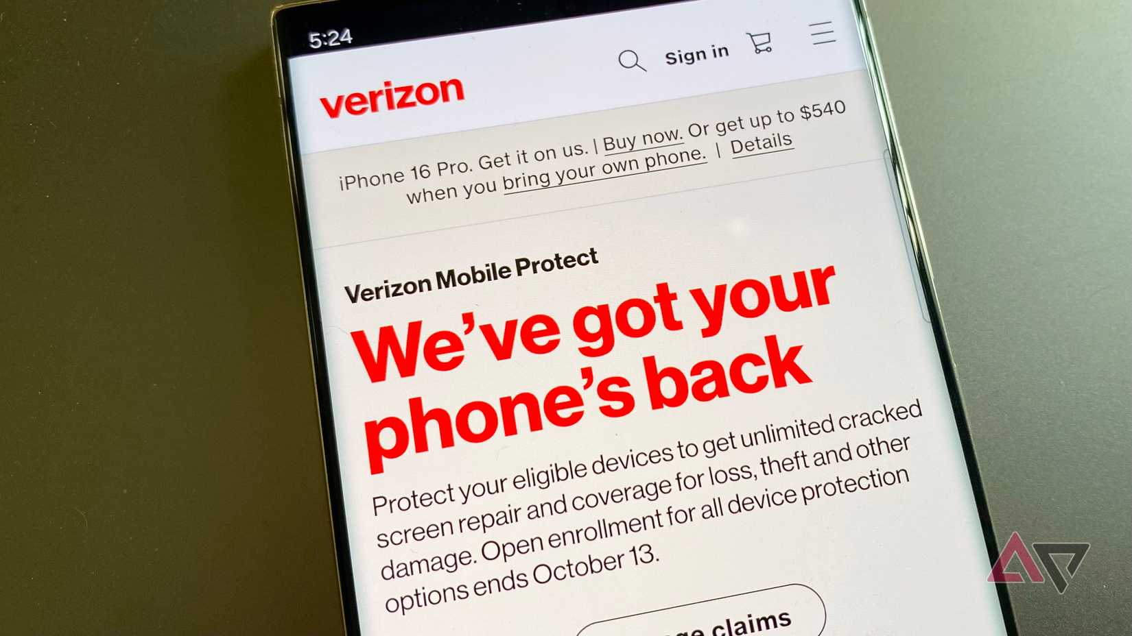 Verizon Mobile Protect page