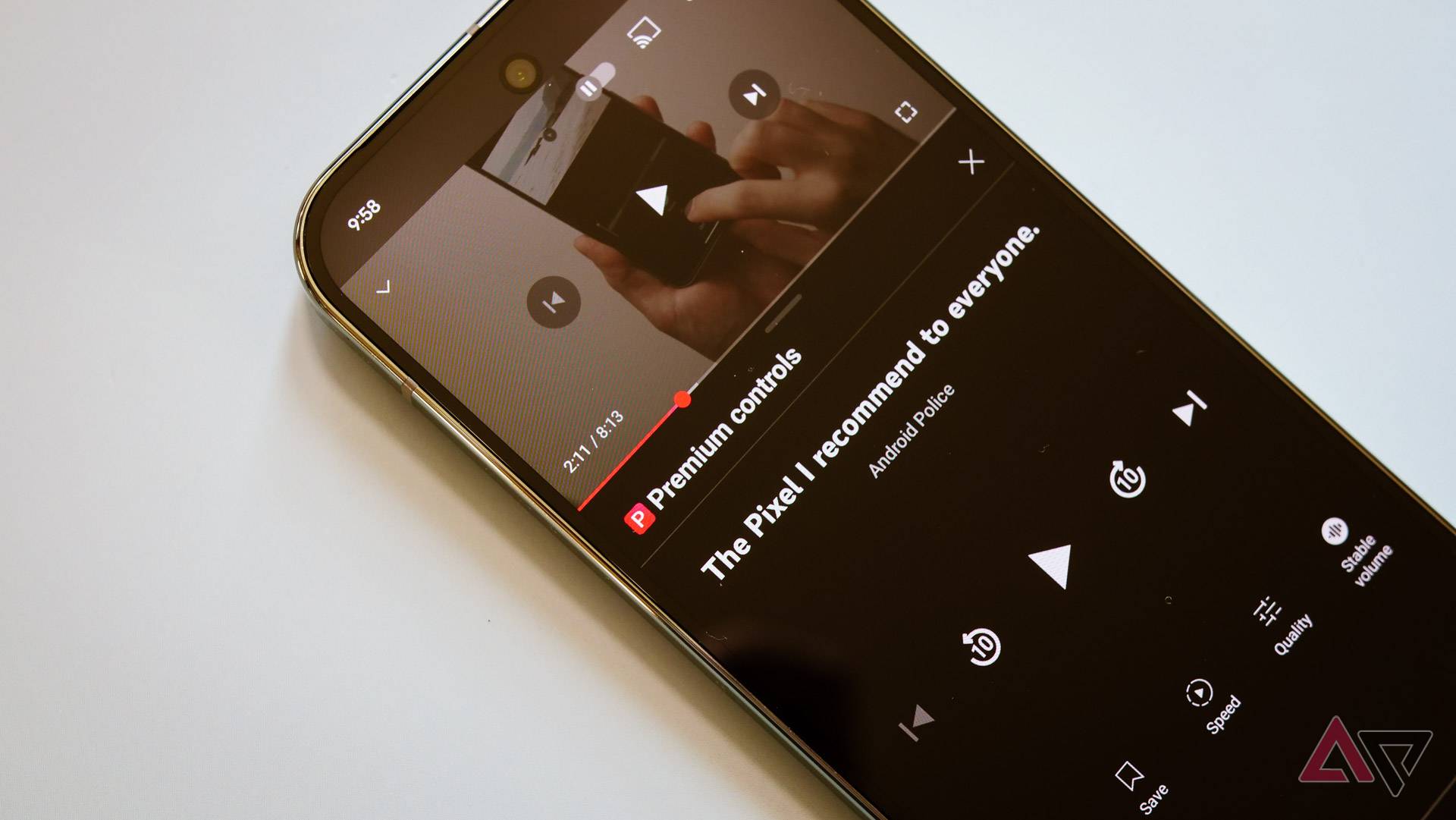YouTube's Premium controls shown on a Pixel 9 Pro.