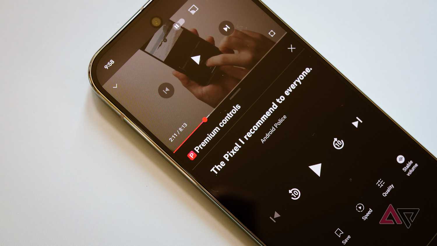 YouTube's Premium controls shown on a Pixel 9 Pro.
