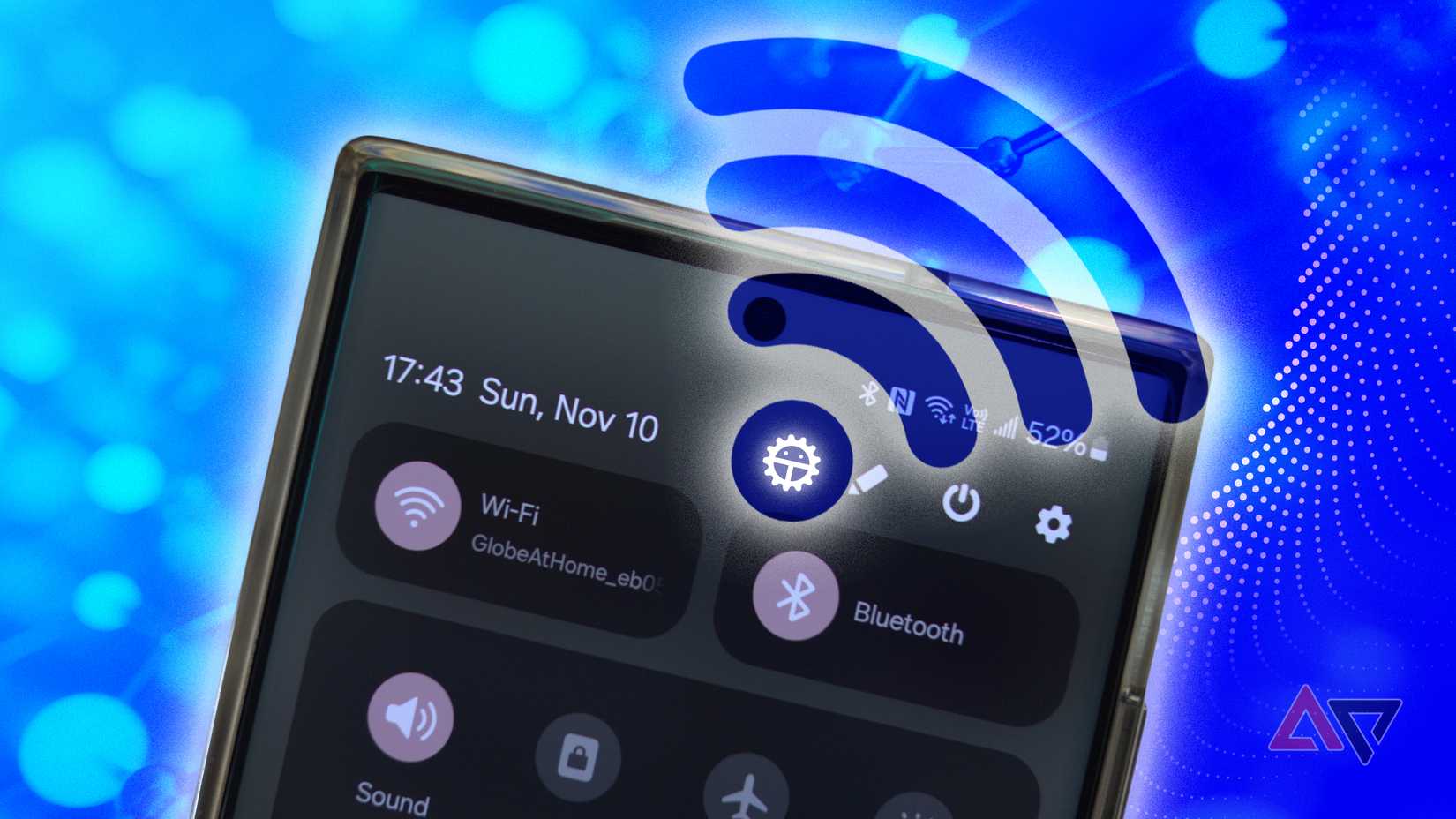 android phone with translucent wi-fi emblem on top