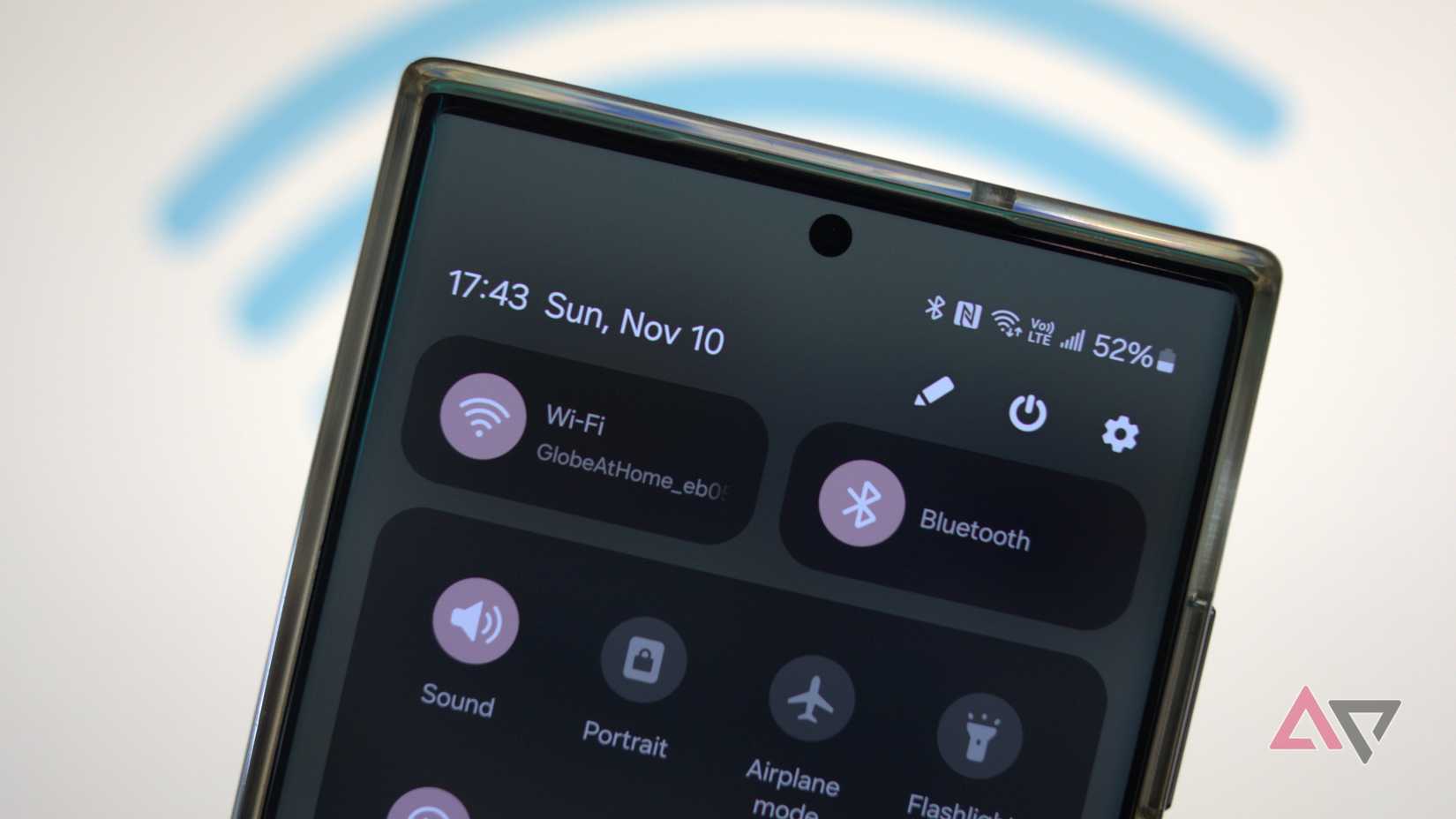 Botão Wi-Fi nas configurações rápidas do Android